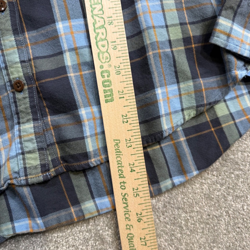 LL Bean Rangeley Flannel Shirt Plaid Button Carbon Navy Sml Organic Cotton Gorp - Picture 12 of 13